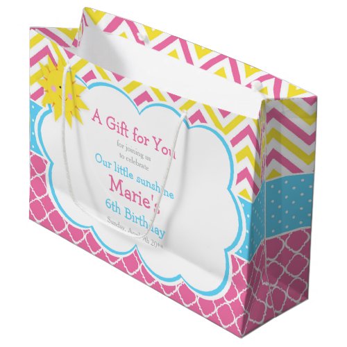 Our little Sunshine Pink and Yellow Birthday Party Large Gift Bag