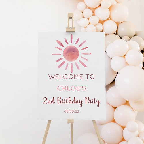 Our Little Sunshine Pink Birthday Welcome Sign