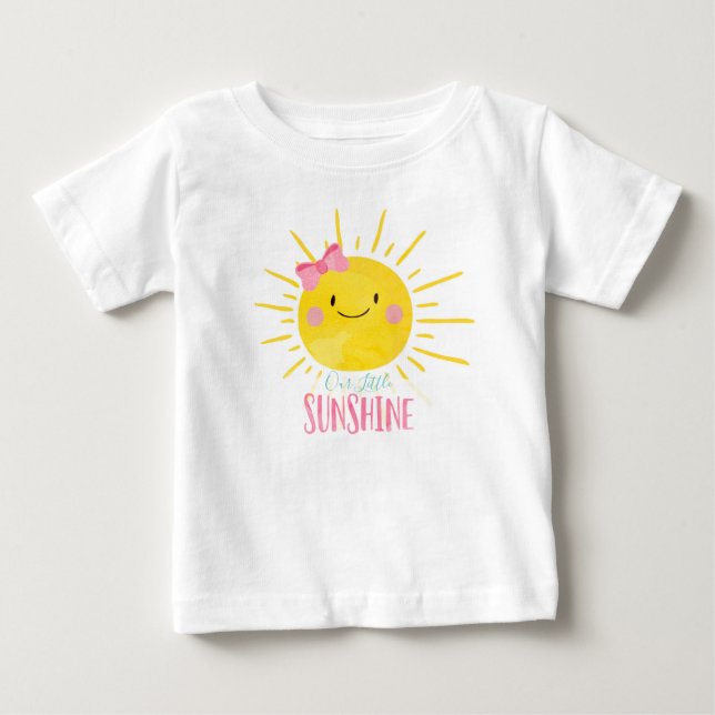 Our Little Sunshine Pink Girl Baby Summer T-Shirt (Front)