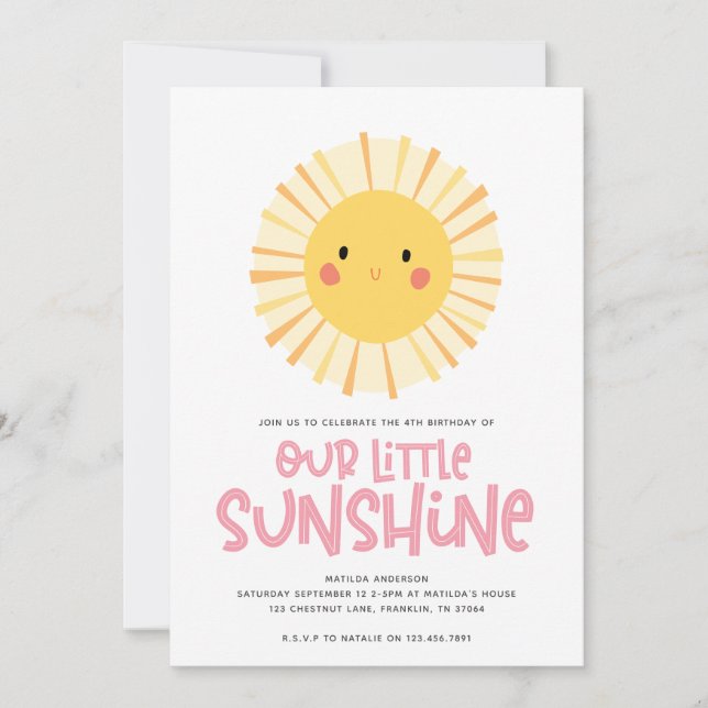 Our little sunshine pink girly birthday party (Front)