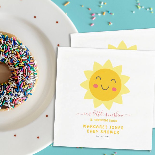 Our Little Sunshine Smiling Sun Baby Shower Paper Napkins (Creator Uploaded)