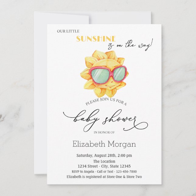 Our Little Sunshine,Sun, Dots Invitation (Front)