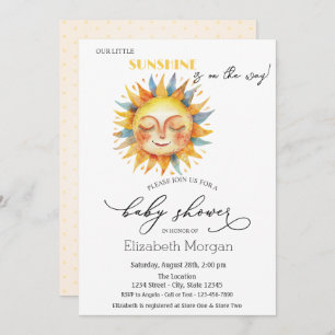 Our Little Sunshine,Sun,Yellow Dots Invitation