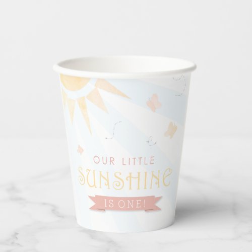 Our Little Sunshine Watercolor 1st Birthday Paper Cups