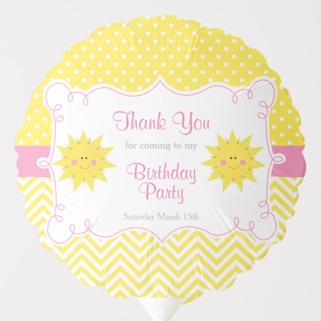 Our little Sunshine Yellow Birthday Party Balloon (Front)