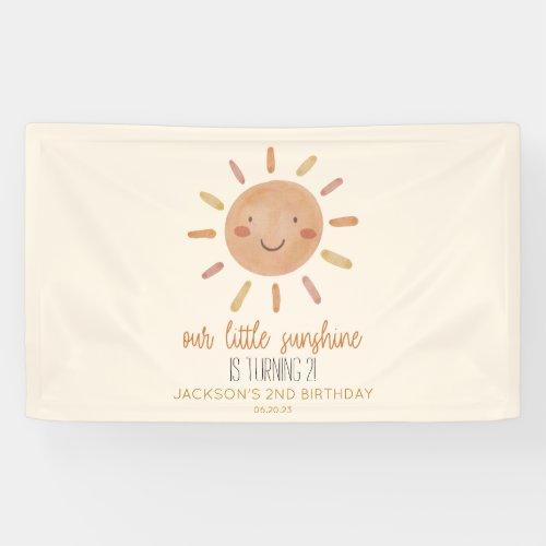 Our Little Sunshine Yellow Sun Birthday Party Banner
