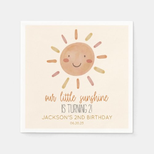 Our Little Sunshine Yellow Sun Birthday Party Napkins