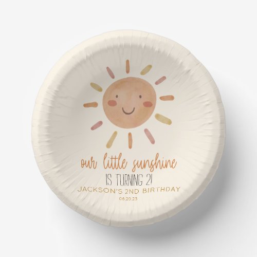 Our Little Sunshine Yellow Sun Birthday Party Paper Bowls