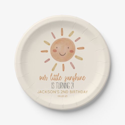 Our Little Sunshine Yellow Sun Birthday Party Paper Plates