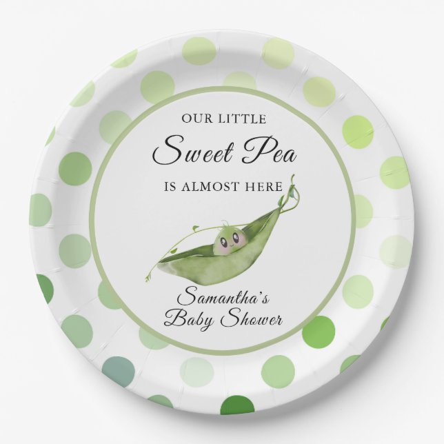 Our Little Sweet Pea Is Almost Here Shower  Paper Plates (Front)