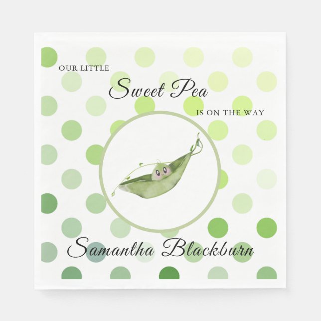 Our Little Sweet Pea On The Way Baby Shower Invite Napkins (Front)