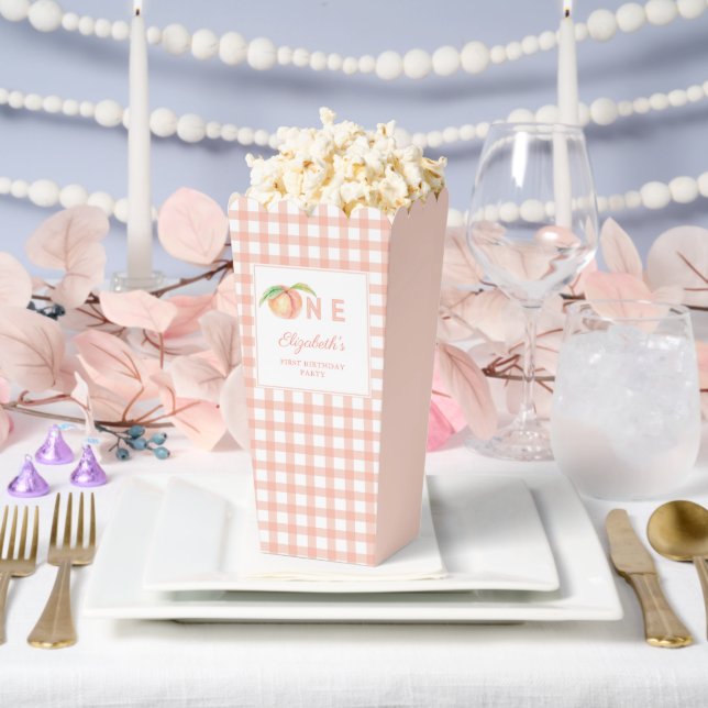 Our Little Sweet Peach is One Baby First Birthday Favor Boxes (Wedding)