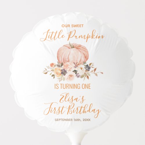 Our Little Sweet Pumpkin 1st Birthday Floral Balloon