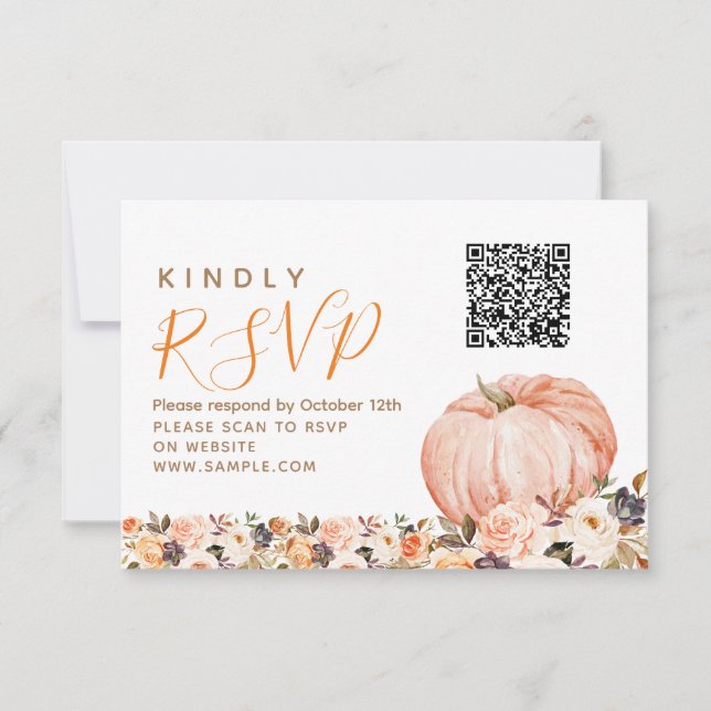 Our Little Sweet Pumpkin 1st Birthday Rsvp Card (Front)