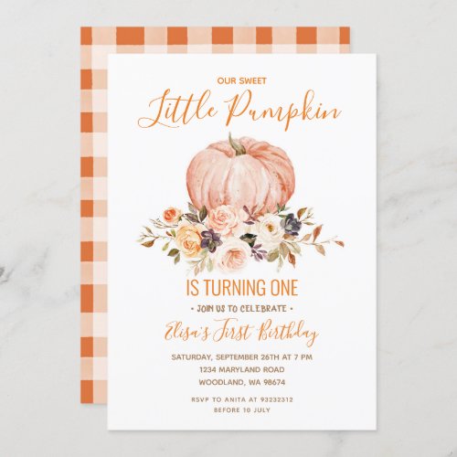 Our Little Sweet Pumpkin Birthday Invitation