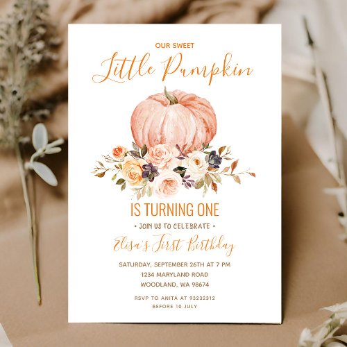 Our Little Sweet Pumpkin Birthday Invitation