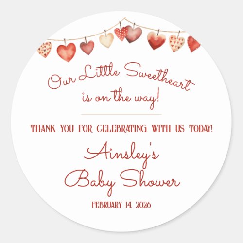 Our Little Sweetheart Baby Shower Favor Classic Round Sticker