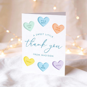 Our Little Sweetheart Candy Hearts Baby Shower Letterpress Thank You Card