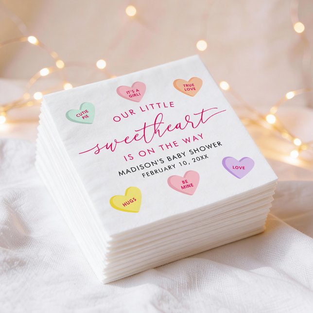 Our Little Sweetheart Candy Hearts Baby Shower Napkins (Creator Uploaded)