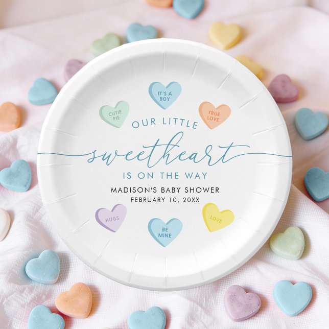 Our Little Sweetheart Candy Hearts Baby Shower Paper Plates (Creator Uploaded)