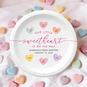 Our Little Sweetheart Candy Hearts Baby Shower Paper Plates