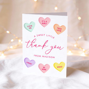 Our Little Sweetheart Candy Hearts Baby Shower Thank You Card