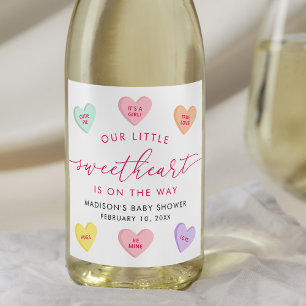 Our Little Sweetheart Candy Hearts Baby Shower Wine Label