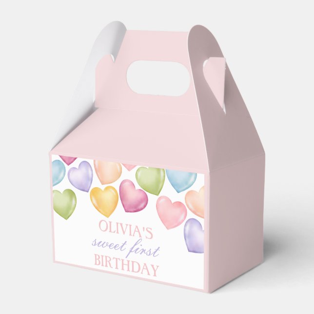 Our little Sweetheart conversation heart Birthday  Favor Boxes (Front Side)
