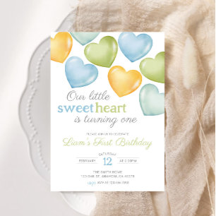 Our little Sweetheart conversation heart Birthday Invitation