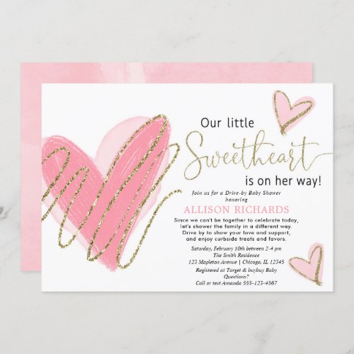 Our Little Sweetheart Drive_by baby shower Invitation