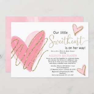 Our Little Sweetheart Drive-by baby shower Invitation