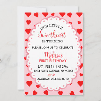 Our Little Sweetheart First Birthday Invitation. Invitation