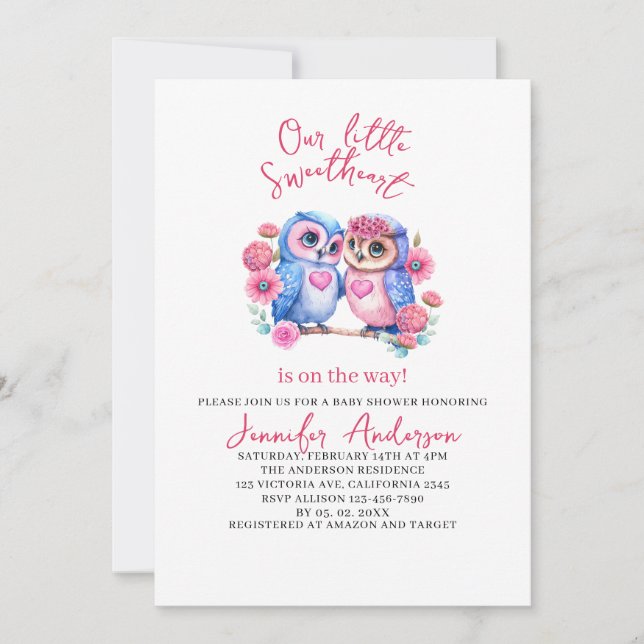 Our little sweetheart is on the way baby shower in invitation (Front)