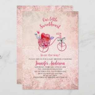 Our little sweetheart is on the way baby shower in invitation