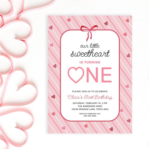 Our Little Sweetheart Is One Hearts Bows Birthday
