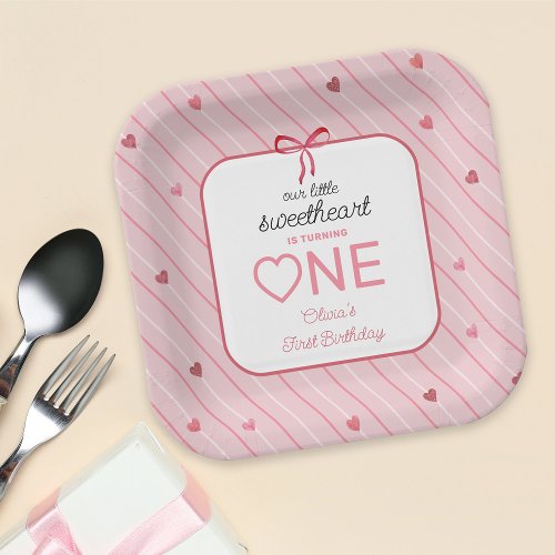 Our Little Sweetheart Is One Hearts Bows Birthday