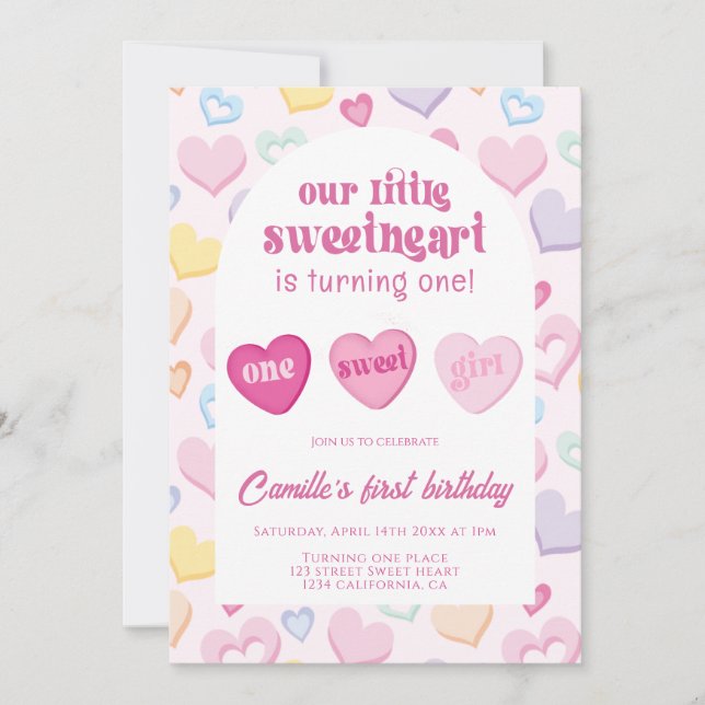 Our little sweetheart is turning one Birthday  Invitation (Front)