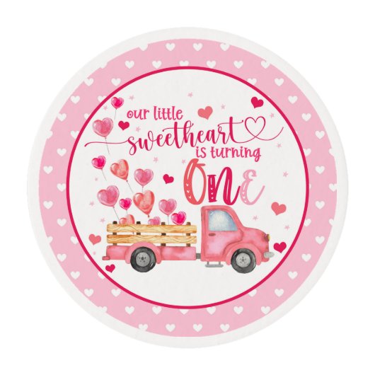Our Little Sweetheart is Turning One Edible Frosting Rounds (Front)