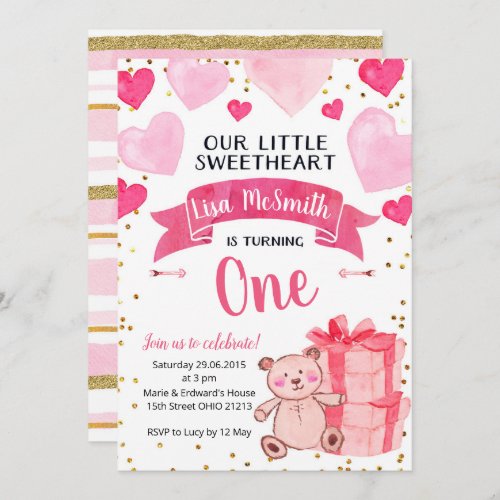 Our little sweetheart is turning one invitation