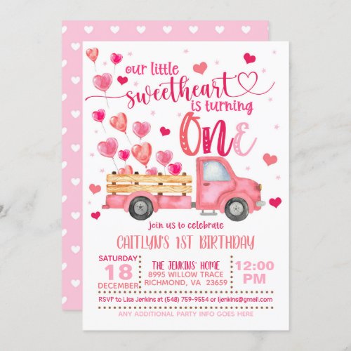 Our Little Sweetheart is Turning ONE Invitation