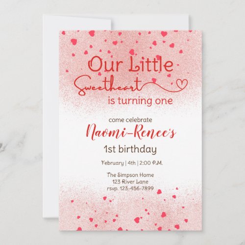 Our Little Sweetheart is turning One Invitation
