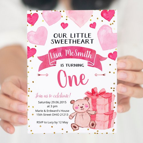 Our little sweetheart is turning one invitation