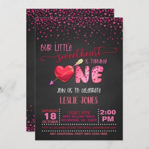 Our Little Sweetheart is Turning ONE Invitation B