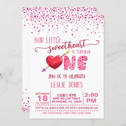 Our Little Sweetheart is Turning ONE _ WH Invitation