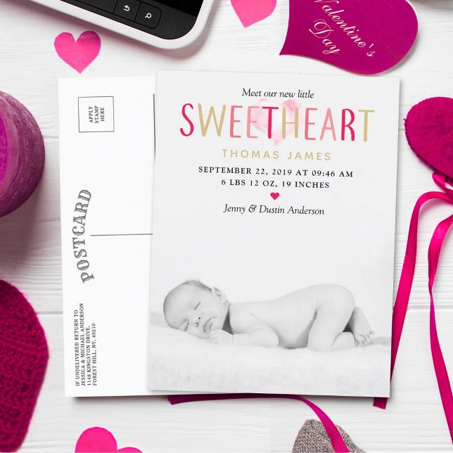 Our Little Sweetheart Photo Birth Announcement (Creator Uploaded)