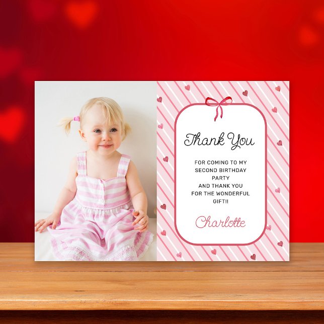 Our Little Sweetheart Photo Birthday Thank You Note Card (Creator Uploaded)