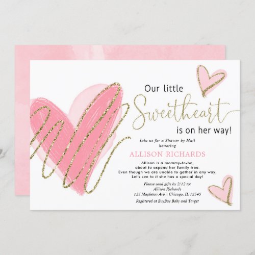 Our Little Sweetheart Shower by Mail baby shower Invitation