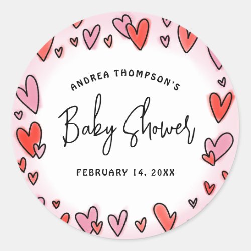 Our Little Sweetheart Valentine Hearts Baby Shower Classic Round Sticker