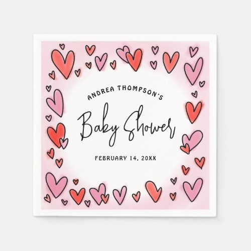 Our Little Sweetheart Valentine Hearts Baby Shower Napkins