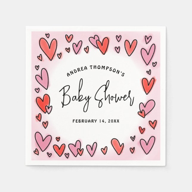 Our Little Sweetheart Valentine Hearts Baby Shower Napkins (Front)